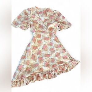 Floral Wrap Dress with Ruffle Hem